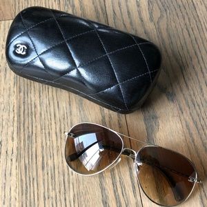 Chanel Gold Aviator Sunglasses